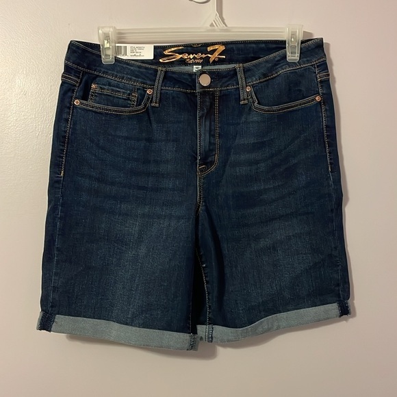 Seven7 Sunset Bermuda Torino Blue Denim Shorts size 14 - Picture 2 of 16